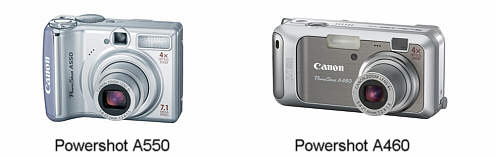Canon Powershot A550, A460 and A450