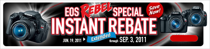 Canon Lens, Digital Rebel and Speedlite Rebates for Summer 2011