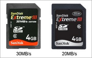 Sandisk Extreme III 30MB/s editions SDHC cards