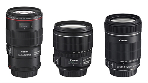 Canon EF 100/2.8L Macro IS, EF-S 18-135/3.5-5.6 IS and EF-S 15-85/3.5-5.6 IS